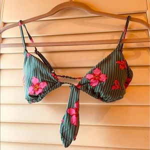A Green And Pink Floral Bikini Top from Billabong